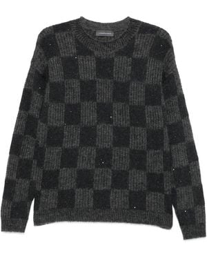 Lorena Antoniazzi Sequin-Embellished Check Jumper - Black
