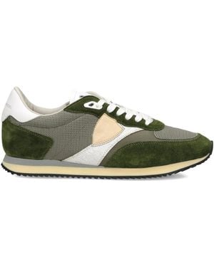 Philippe Model Suede Panelled Trainers - Green