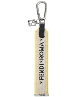 Fendi 1925 Logo-Embroidered Keyring - Metallic