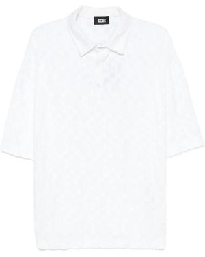Gcds Polo Con Logo En Jacquard - Blanco