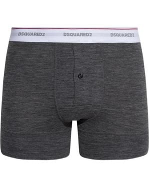DSquared² Logo-Waistband Wool Boxers - Gray