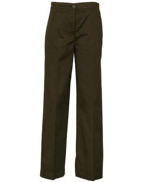 Ql2 High-Waisted Straight-Leg Pants - Green