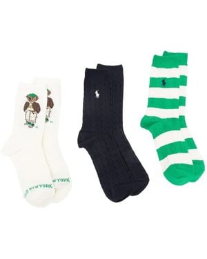Polo Ralph Lauren Polo Bear Cable-Knit Socks - Green