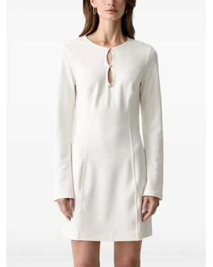 Guess Crystal-Embellished Keyhole-Detail Mini Dress - White
