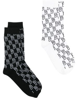 we11done Mix-Logo Jacquard Socks (Set Of Two) - Black