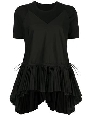 Juun.J Pleated-Hem T-Shirt - Black