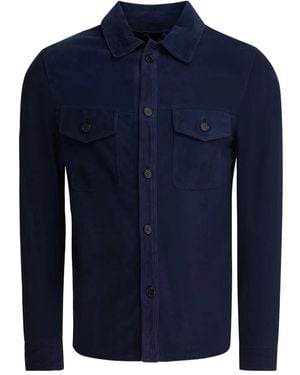 Altum Veste En Daim À Poches À Rabat - Bleu