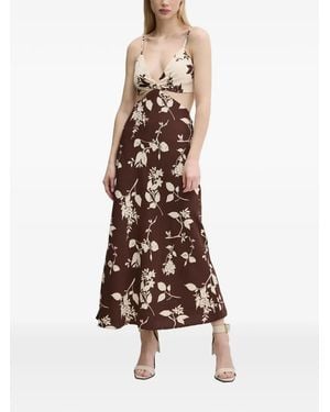 Abercrombie & Fitch Cut-Out Floral-Pattern Midi Dress - Natural