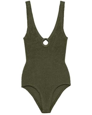 Hunza G Crinkle Ring Detail Swimsuit - Green