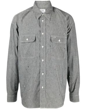 Visvim Logo-Print Paint-Splatter Shirt - Grey