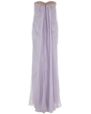 McQueen Strapless Silk Maxi Dress - Purple