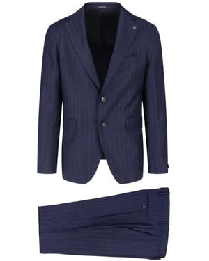 Tagliatore Pinstripe-Pattern Single-Breasted Suit - Blue