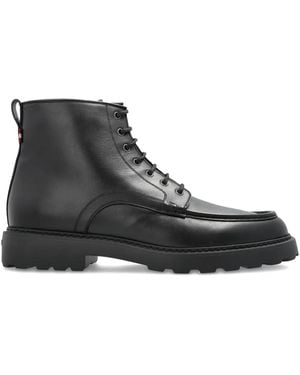 Bally Lace-up Leather Biker Boots - Black