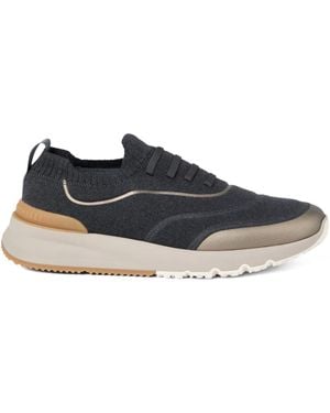 Brunello Cucinelli Technical Cotton Running Trainers - Blue