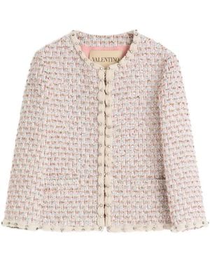 Valentino Garavani Embroidered Ribbon Tweed Jacket - Pink