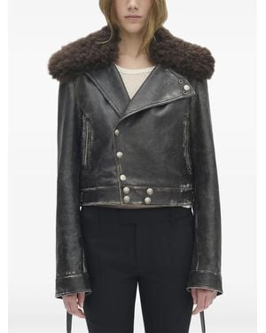 Ann Demeulemeester Shearling-Collar Jacket - Black