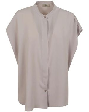 Herno Blouse À Mancherons Et Col Officier - Grey
