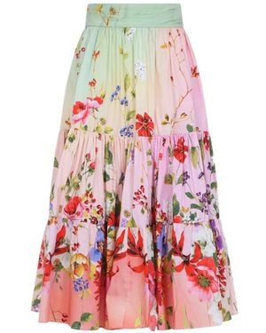 Roberto Cavalli Floral-Print Tiered Skirt