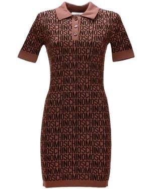 Moschino Logo-Jacquard Mini Dress - Brown