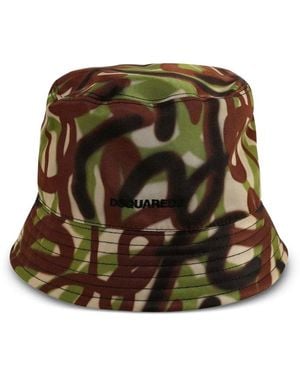 DSquared² Fischerhut mit Camouflage-Print - Grün