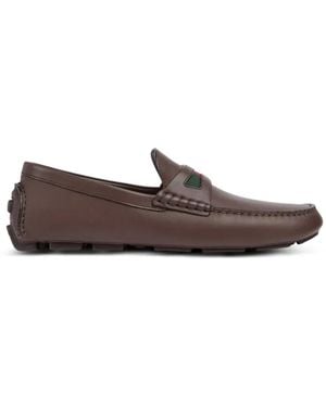 Gucci Web-stripe leather loafers - Braun