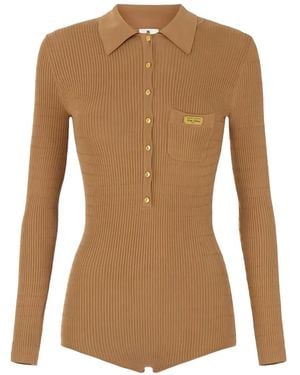 Elisabetta Franchi Micro-Cable Knit Jumpsuit - Brown