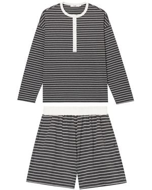 B+ AB Striped Shorts Set - Blue