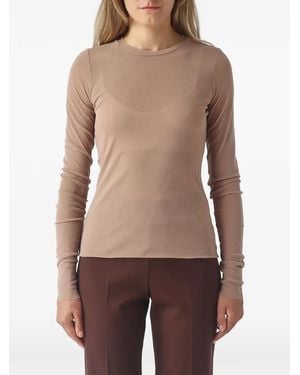 MEIMEIJ Sheer Long-Sleeve T-Shirt - Brown