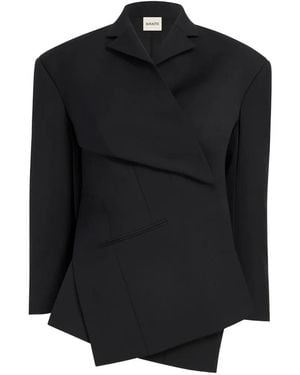 KHAITE Palto Asymmetric Layered Jacket - Black