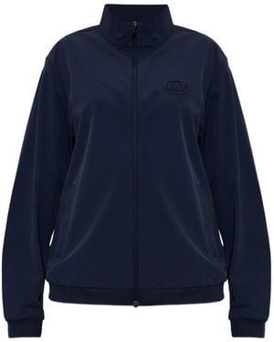 EA7 Sweatshirtjacke Mit Logo-Patch - Blau