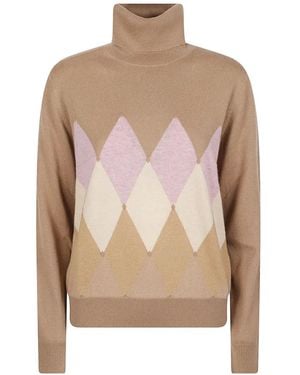 Ballantyne Diamond Argyle Cashmere Sweater - Natural