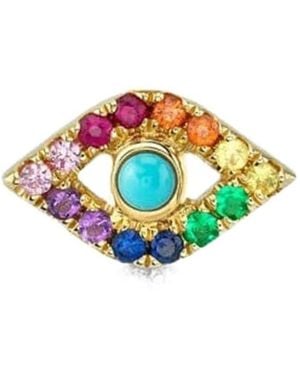 Sydney Evan 14k Yellow Gold Evil Eye Multi-stone Earring - White