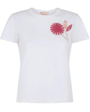 Marni Floral-Embroidered T-Shirt - White
