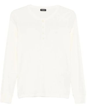Emporio Armani Buttoned Cotton Pajama Set - White