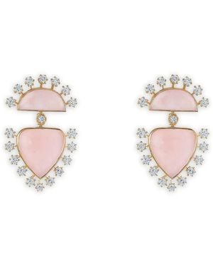 Robinson Pelham Pendientes Opal Heart En Oro Amarillo De 18 Ct - Rosa