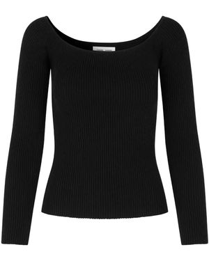 Samsøe & Samsøe Ribbed Scoop-Neck Top - Black