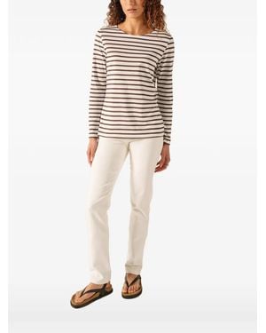 Saint James Minquidame Breton Striped Long-Sleeved T-Shirt - White