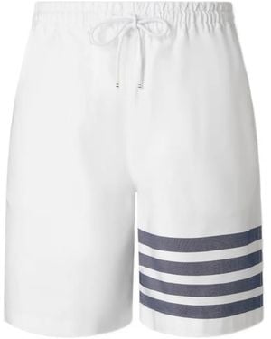 Thom Browne Short De Sport À Détail 4 Bandes Signature - White