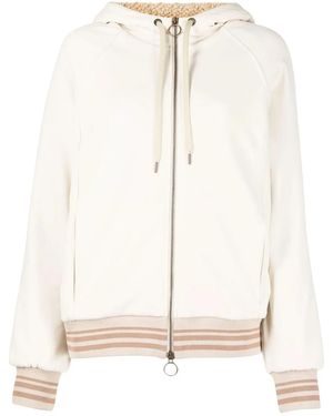 Eleventy Drawstring-Hood Zipped-Up Bomber Jacket - Natural