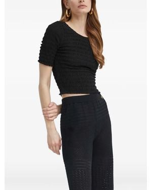 MICHAEL Michael Kors Smocked-Effect T-Shirt - Black