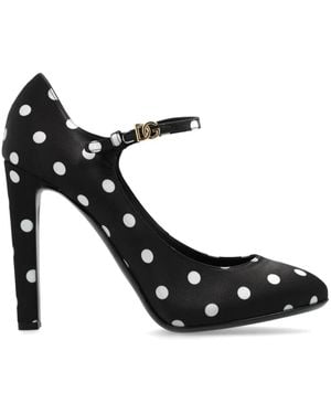 Dolce & Gabbana Bianca Polka-Dot Satin Court Shoes - Black
