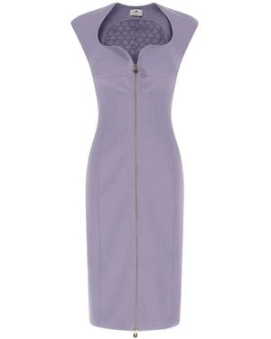 Elisabetta Franchi Sweetheart-Neck Zip-Up Dress - Purple