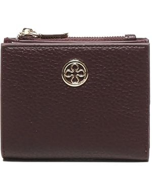 V73 Cartera con placa del logo y cremallera - Marrón