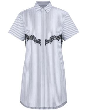 Sacai Robe-Chemise Bordée De Dentelle À Rayures - White