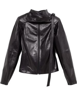 Paloma Wool Plomy Zip-Up Leather Jacket - Black