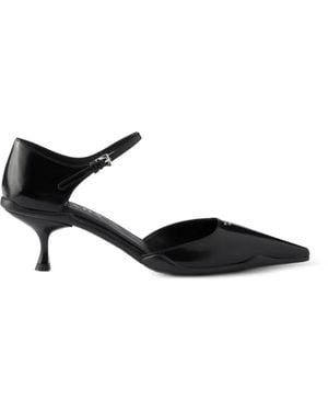Prada Brushed-Leather D'Orsay Court Shoes - Black