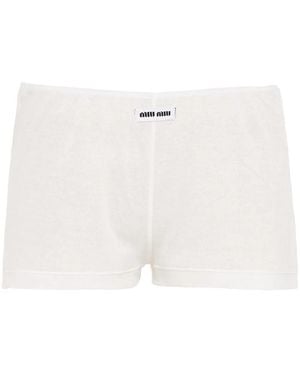 Miu Miu Ribbed Knit Boxer Shorts - White