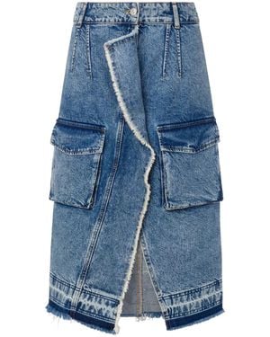 Moschino Asymmetric Cargo Denim Skirt - Blue