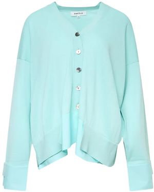 Enfold Fein Gestrickter Cardigan Mit V-Ausschnitt - Blau