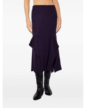 Liviana Conti Ruffled Knitted Midi Skirt - Blue